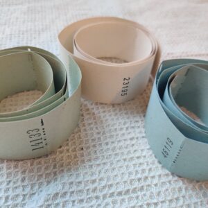 vintage Tickets, blau/weiß/grün